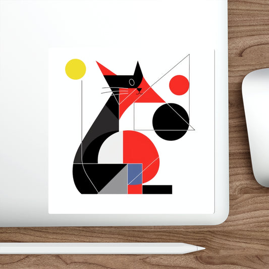Meowhaus #4 Bauhaus Mondrian Inspired Abstract Cat Sticker
