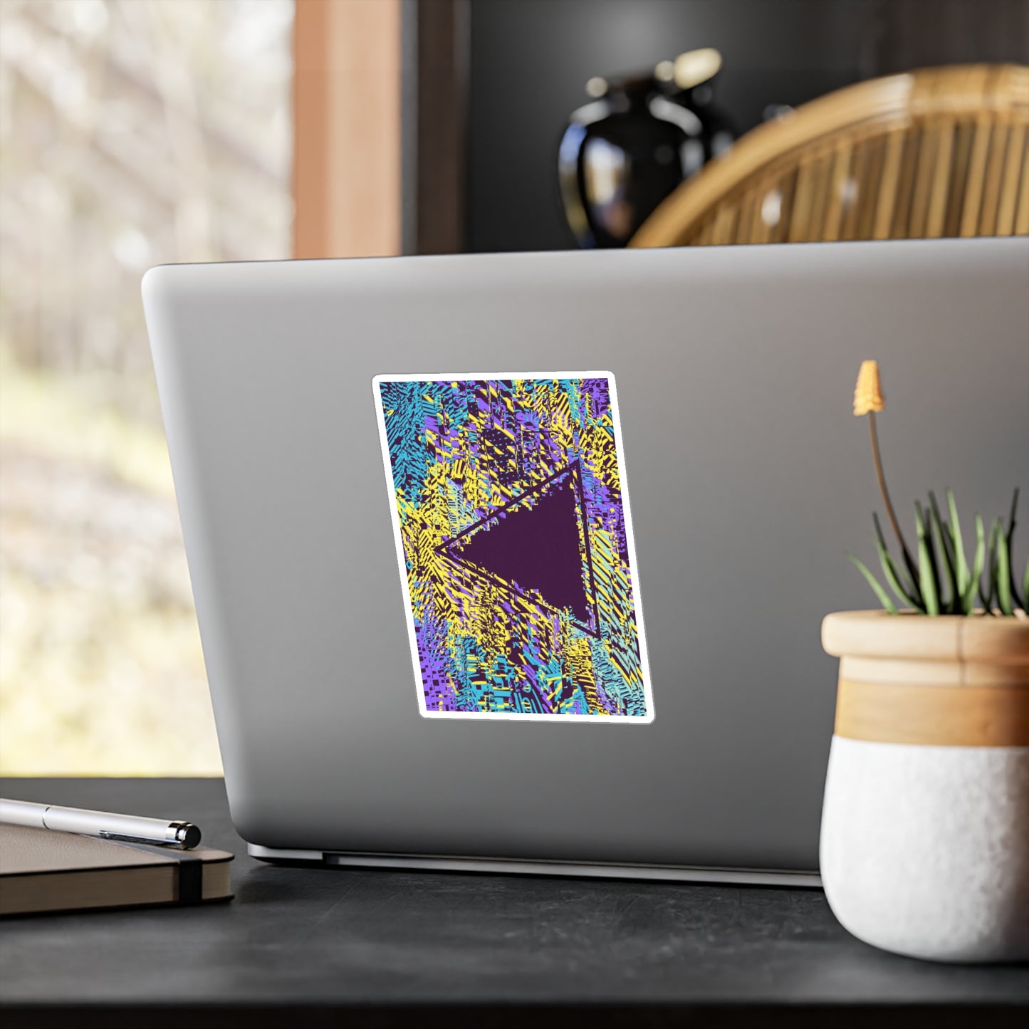 Tessellate Vinyl Sticker - Geometric Triangle Glitch Art Decal for laptop, car or windows
