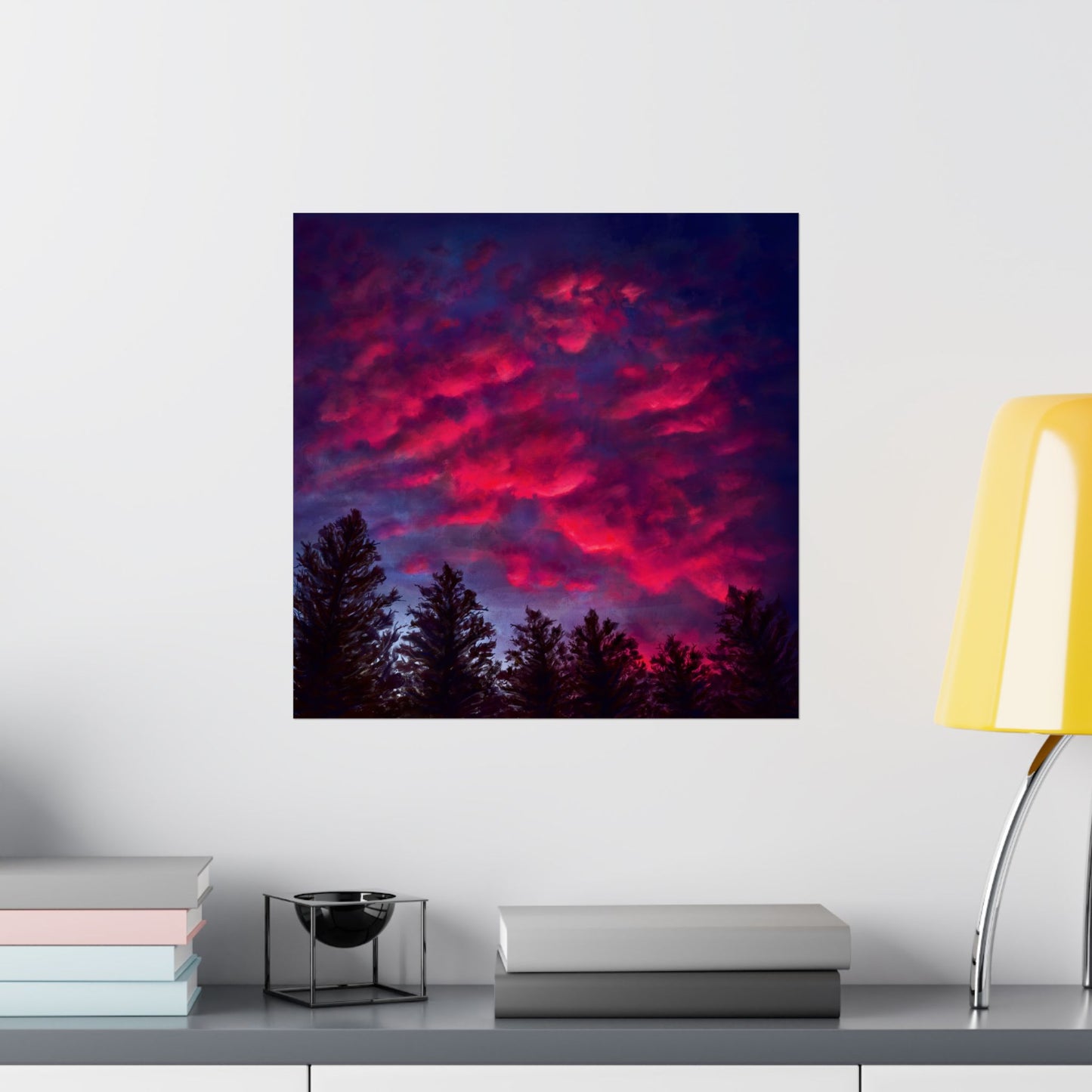 Fuchsia Sunset Poster - Vibrant Landscape Wall Art Print - Original Art