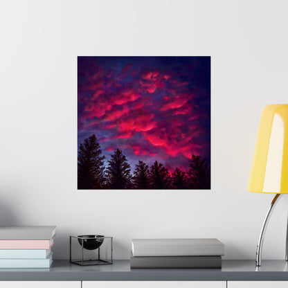 Fuchsia Sunset Poster - Vibrant Landscape Wall Art Print - Original Art