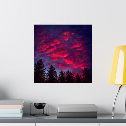 Fuchsia Sunset Poster - Vibrant Landscape Wall Art Print - Original Art