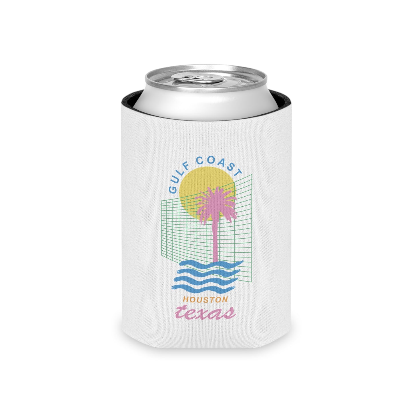 Gulf Coast HTX Koozie | Retro 80s Houston Can Cooler Gift