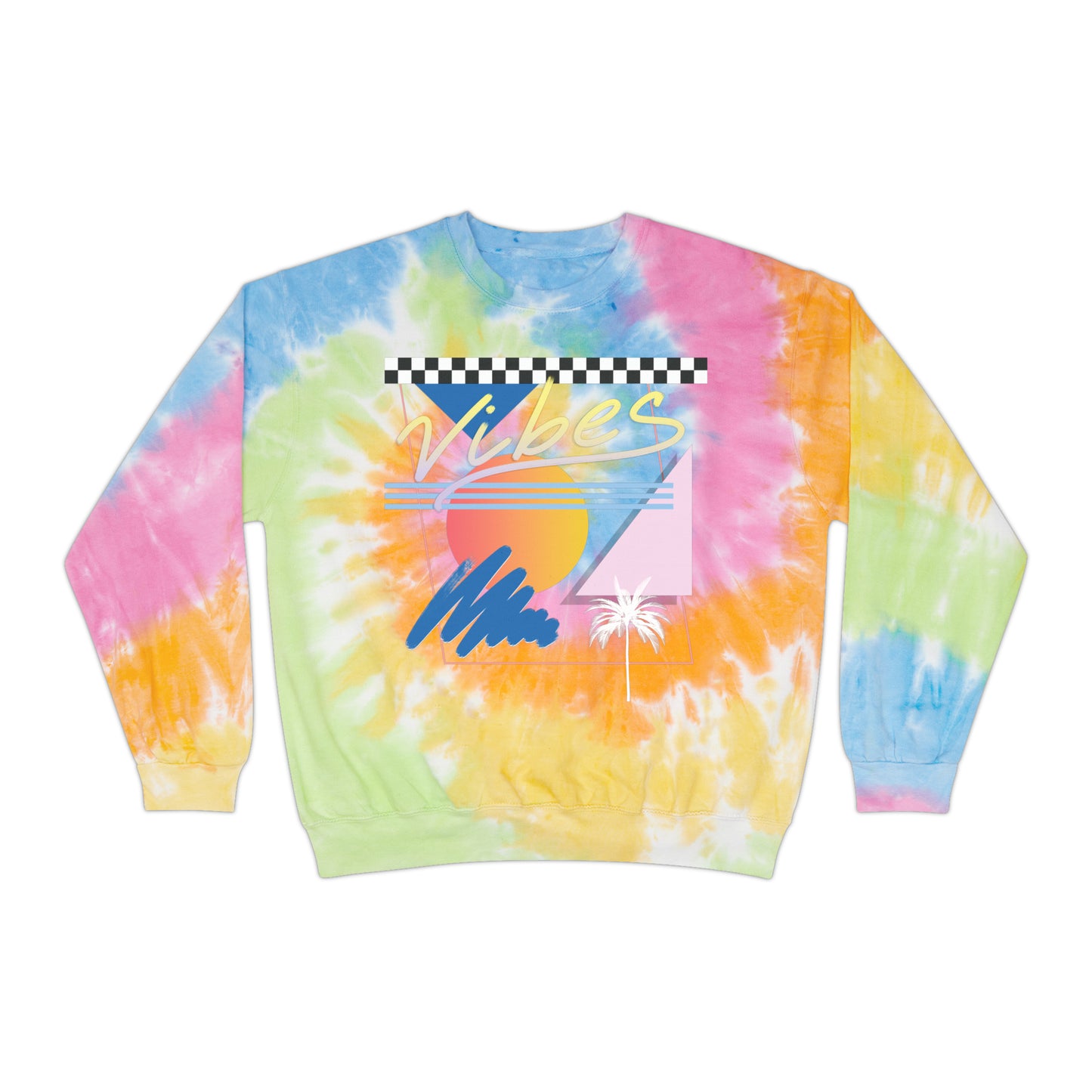 Vibes Vaporwave Tie-Dye Sweatshirt Sweater | Skater Trippy Aesthetic | Miami Geometric