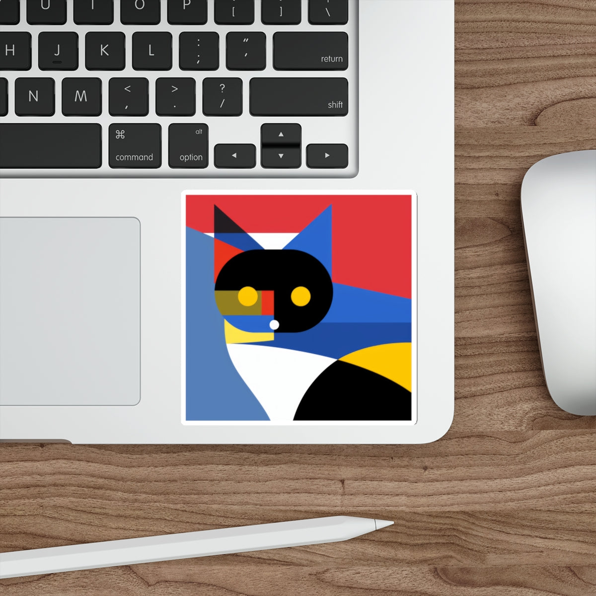 Meowhaus #2 Cat Sticker, Mondrian Inspired Die-Cut, Abstract Art Decal, Modern Minimalist Laptop Decal, Artsy Vinyl Sticker