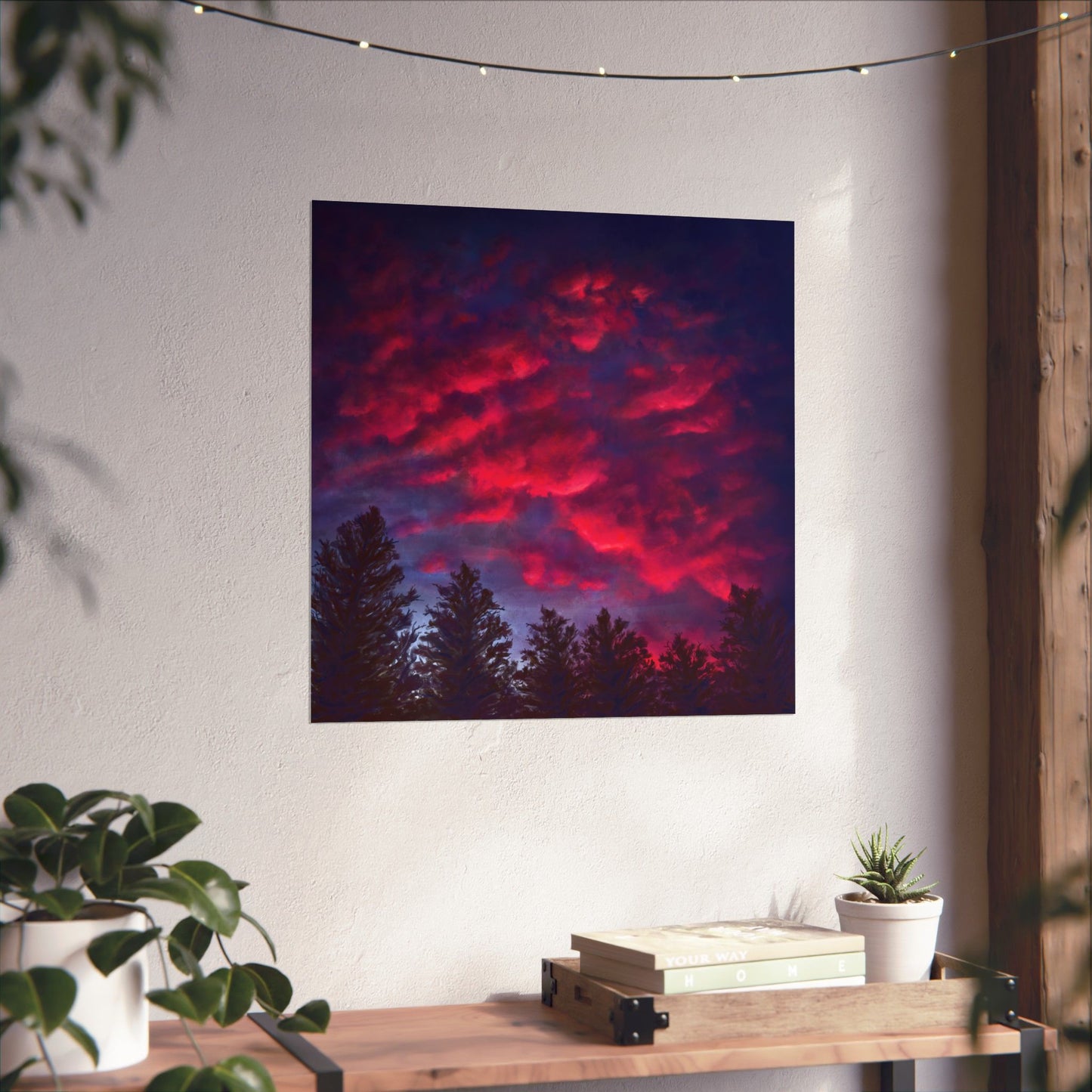 Fuchsia Sunset Poster - Vibrant Landscape Wall Art Print - Original Art