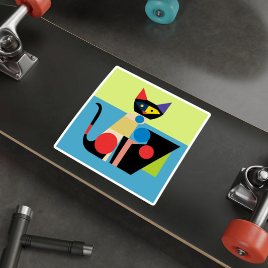 Meowhaus #5 Bauhaus Mondrian Inspired Abstract Cat Sticker |