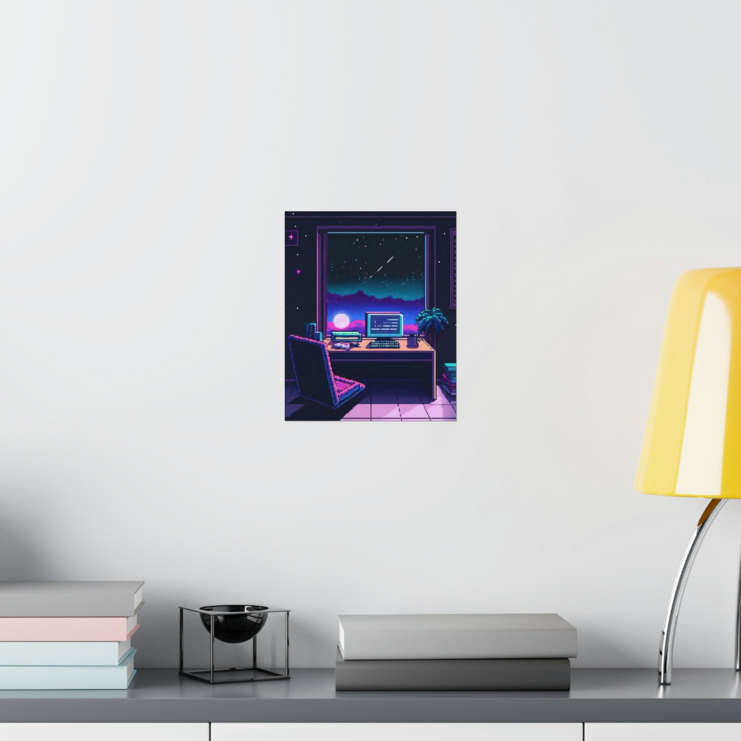 Stargazer - Dreamcore Pixel Vaporwave Matte Square Poster Art Print - Home Office Decor