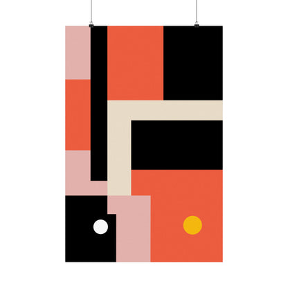 Duo Moon Abstract Poster Art Print | Geometric Minimal Fine Art Decor | Bauhaus Mondrian Style