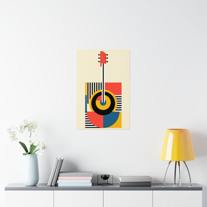 geometric bauhaus colorful minimal guitar poster