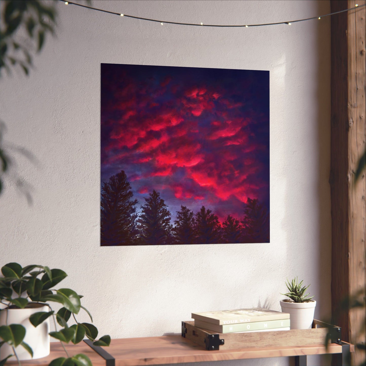 Fuchsia Sunset Poster - Vibrant Landscape Wall Art Print - Original Art