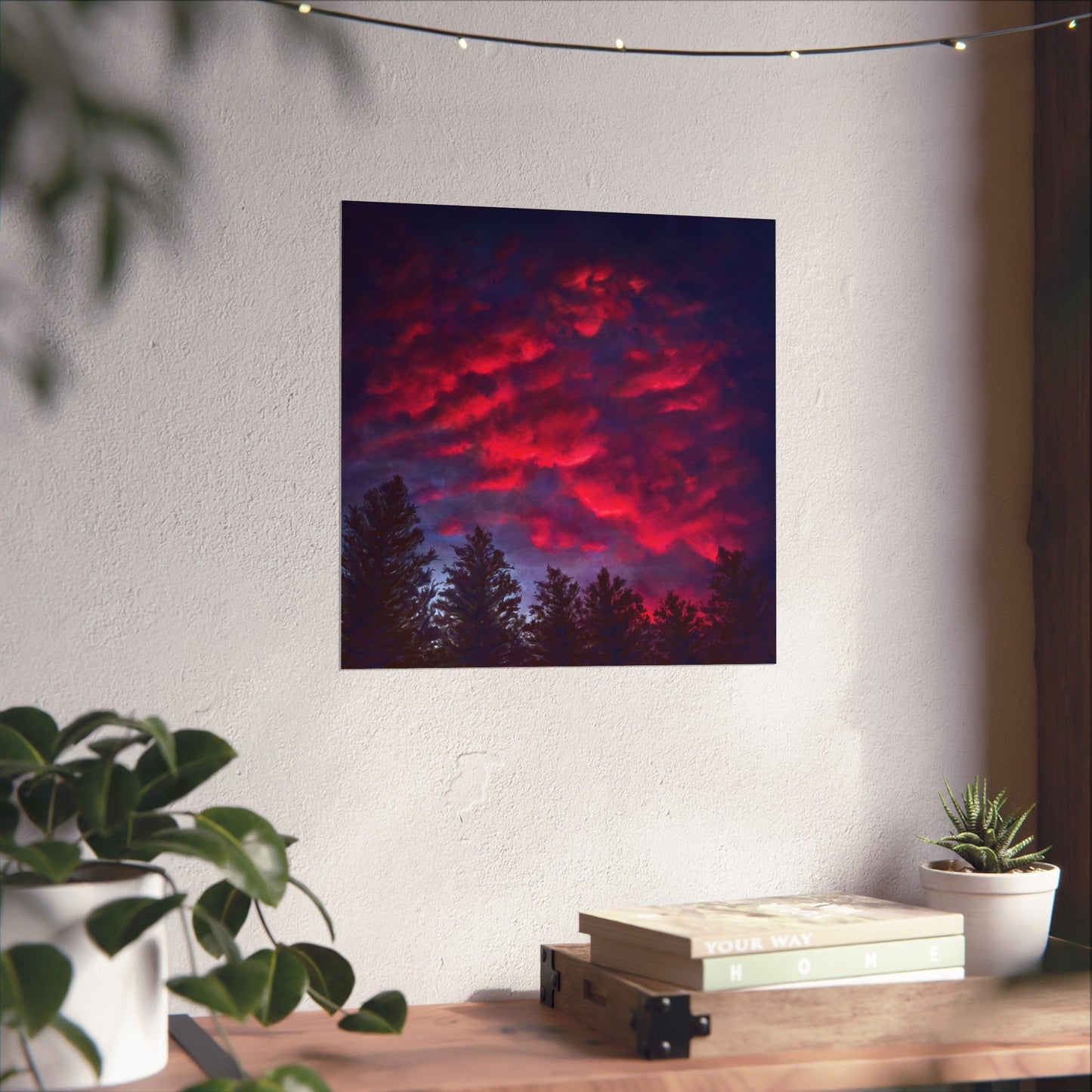 Fuchsia Sunset Poster - Vibrant Landscape Wall Art Print - Original Art