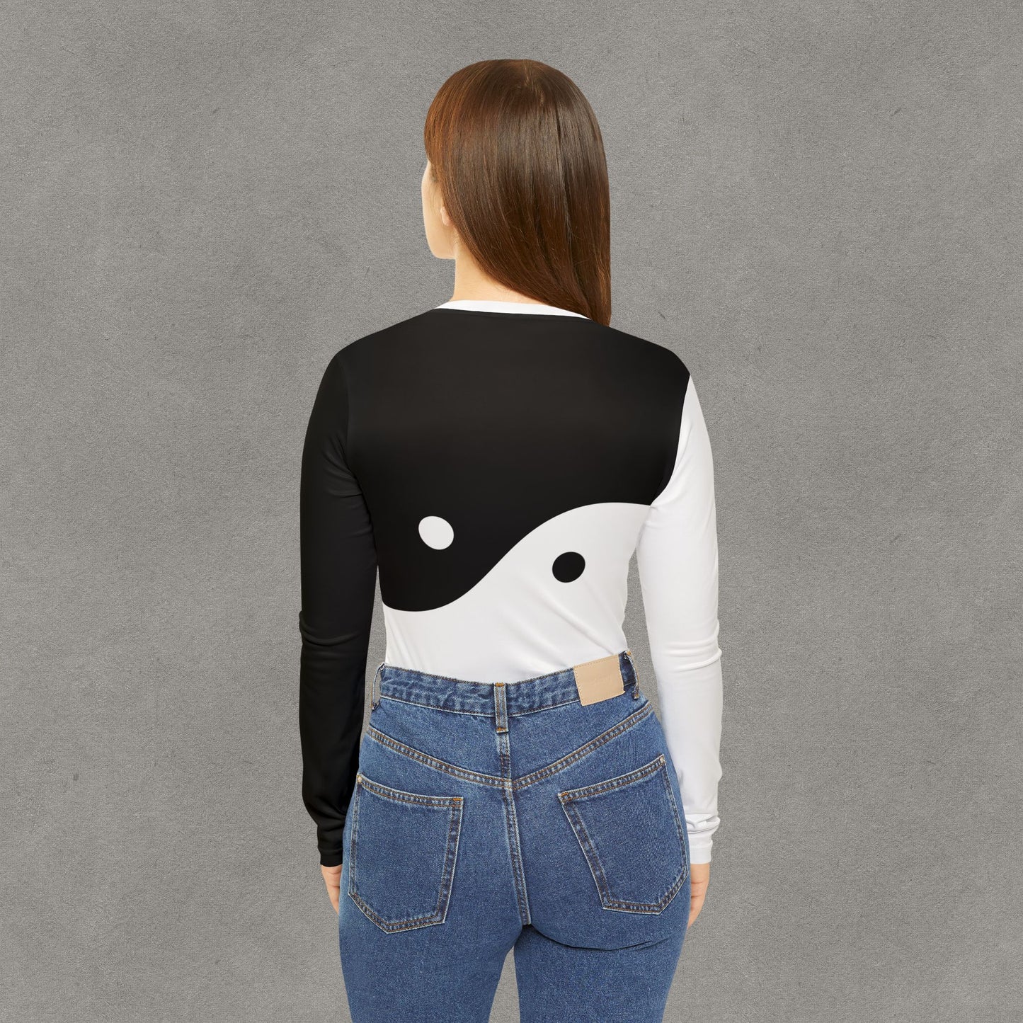 Yin Yang V-neck Long Sleeve Shirt | Black White Balance Top