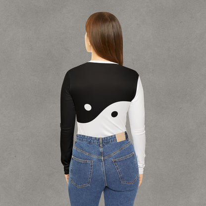 Yin Yang V-neck Long Sleeve Shirt | Black White Balance Top