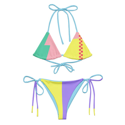 Color Block Lightning Bikini | 2 Piece Swimsuit | Aesthetic Retro Kawaii Design