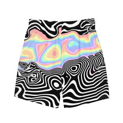 Trippy RGB Melt Swim Trunks - Psychedelic Black and White Shorts