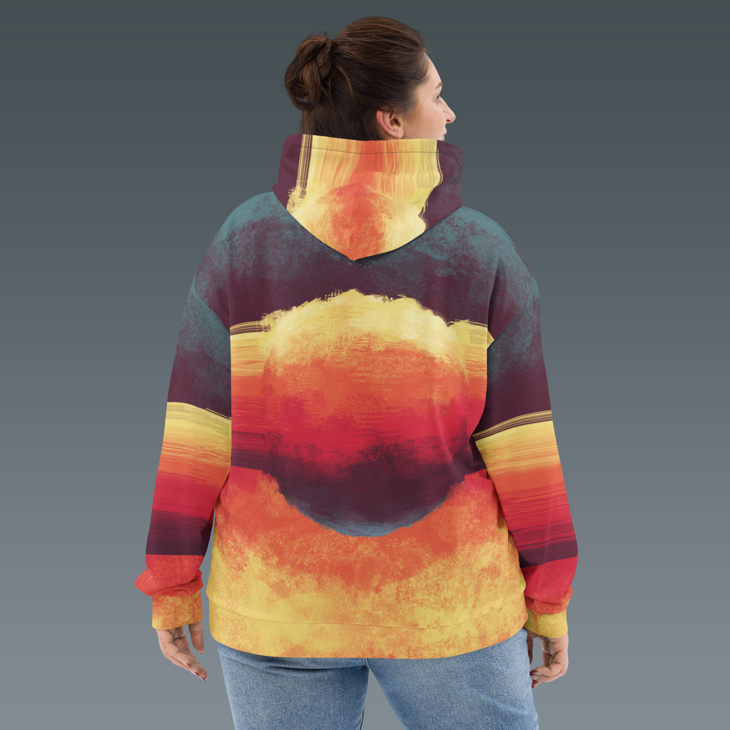 Alchemist's Fire Hoodie | Abstract Geometric Glitch Cyberpunk Streetwear | All Over Print