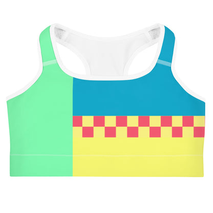 Color Block Checkerboard Sports Bra - Y2K Aesthetic Work Out Yoga Sportswear