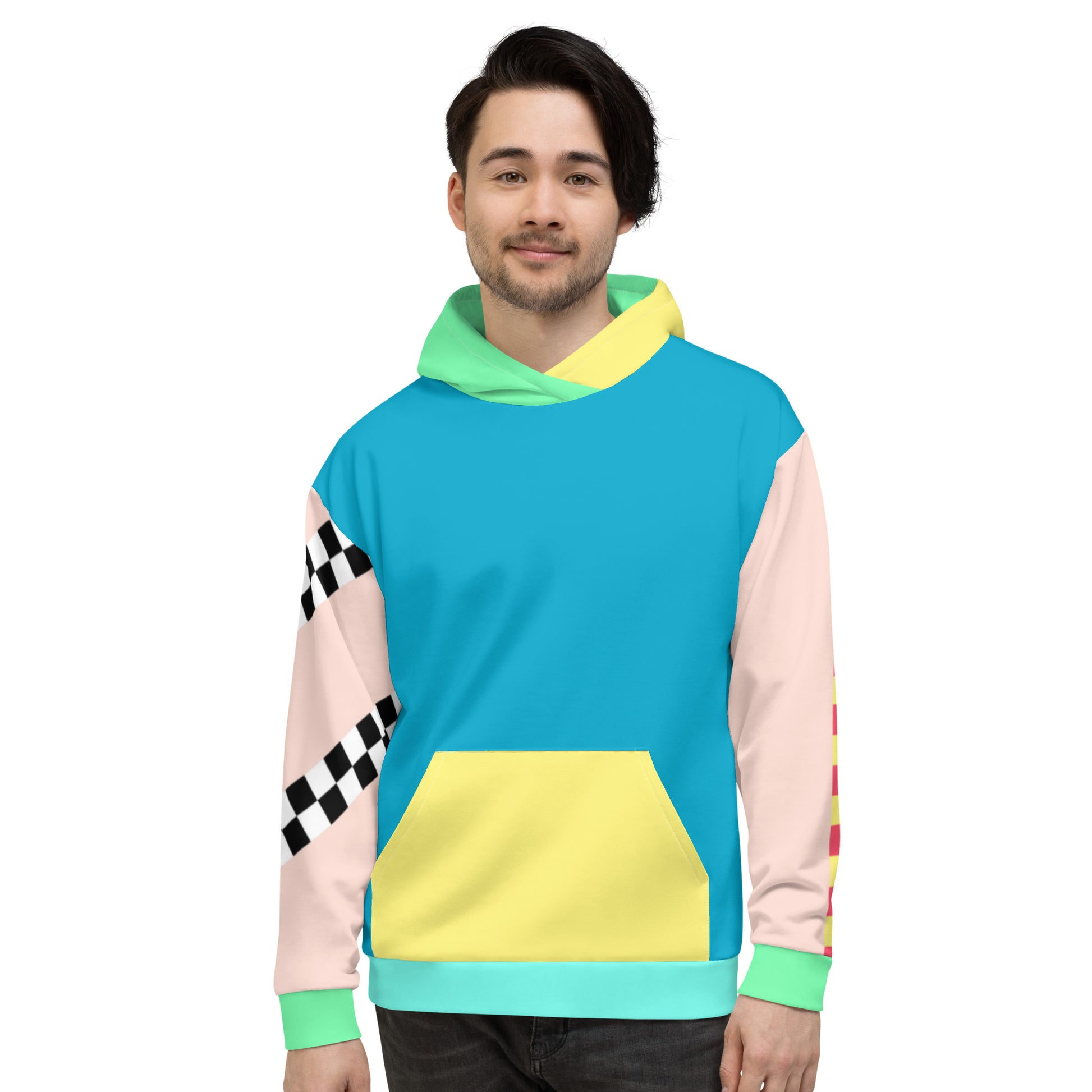 Color Block Pastel Hoodie Asymmetric Rainbow Unisex Fit Aesthetic Kawaii Skater Apparel