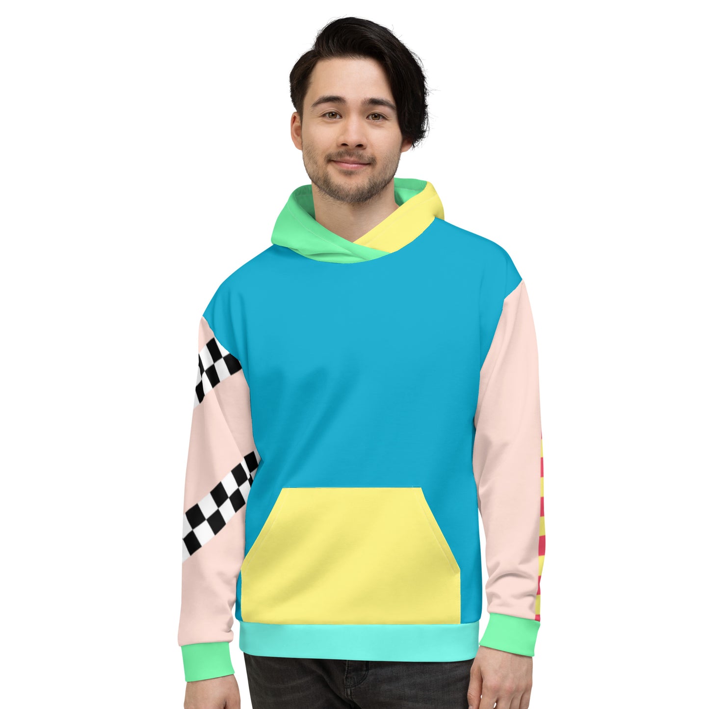 Color Block Pastel Hoodie Asymmetric Rainbow Unisex Fit | Aesthetic Kawaii Skater Apparel