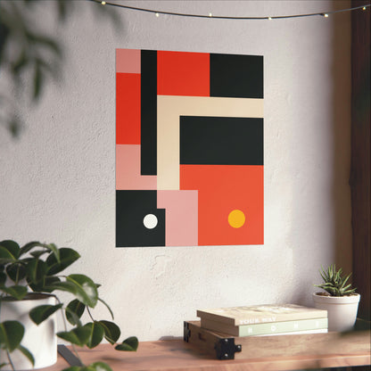 Duo Moon Abstract Poster Art Print | Geometric Minimal Fine Art Decor | Bauhaus Mondrian Style