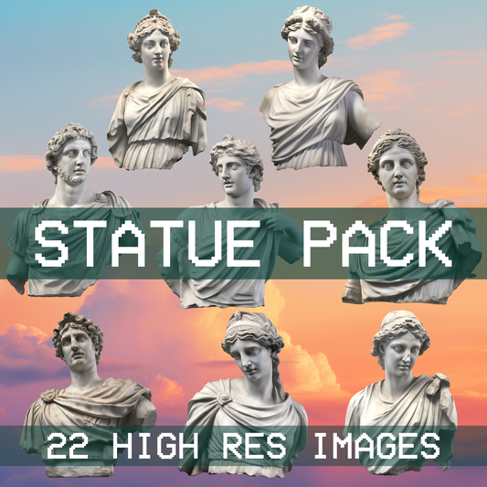 Aesthetic Statue Pack, Vaporwave Bust Aesthetic - Instant Download PNG Assets