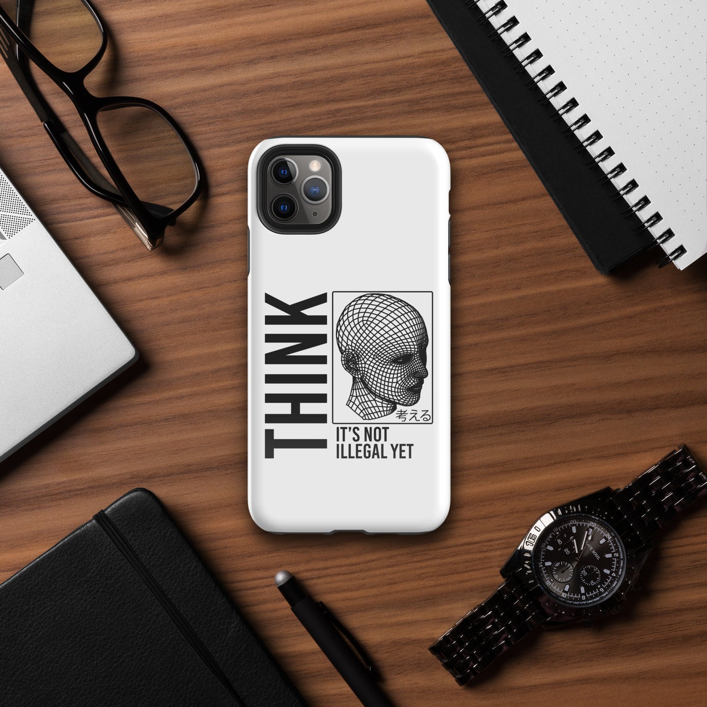 THINK It's Not Illegal Yet iPhone Tough Case | Vaporwave Cyberpunk Aesthetic | iPhone 15 Pro Max