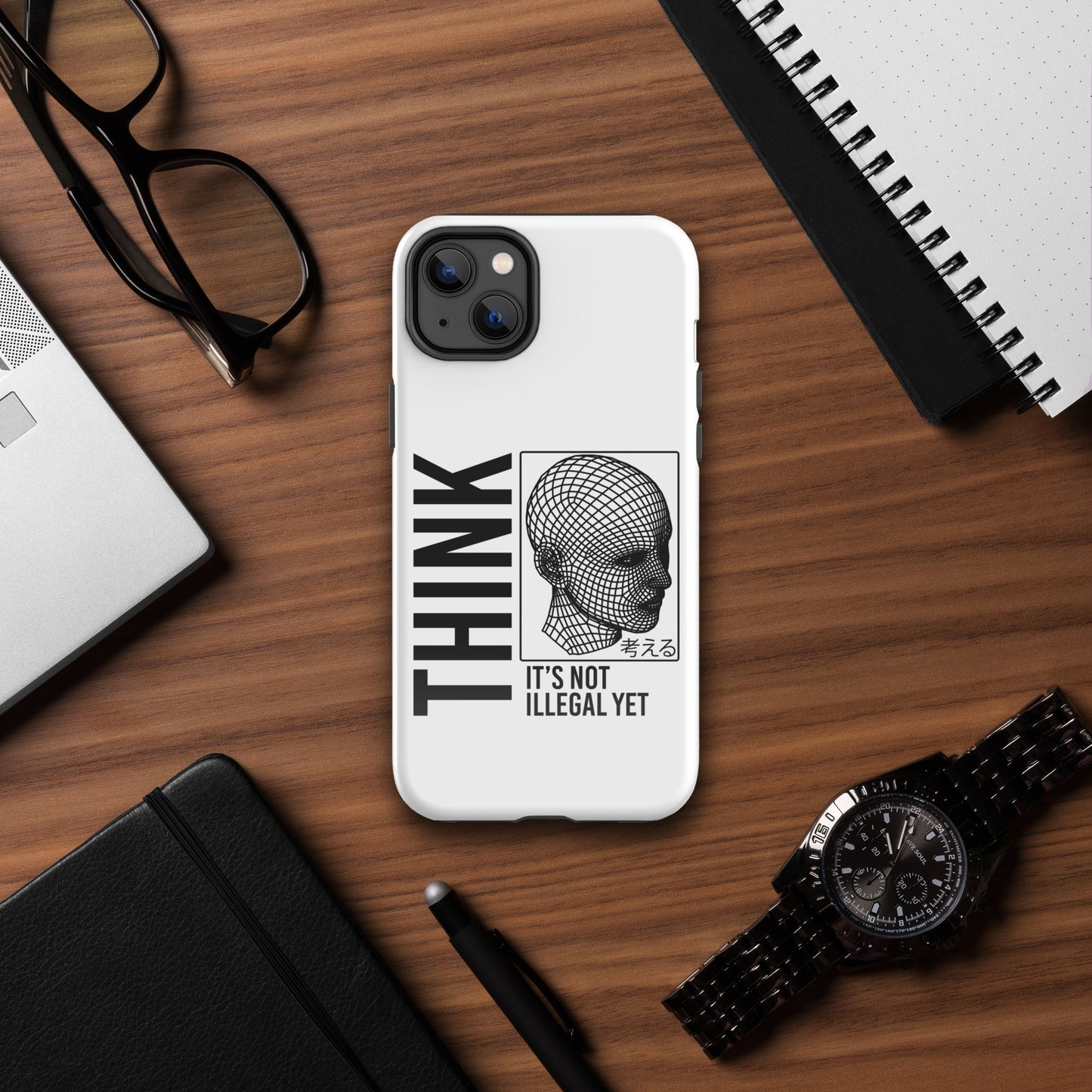 THINK It's Not Illegal Yet iPhone Tough Case | Vaporwave Cyberpunk Aesthetic | iPhone 15 Pro Max