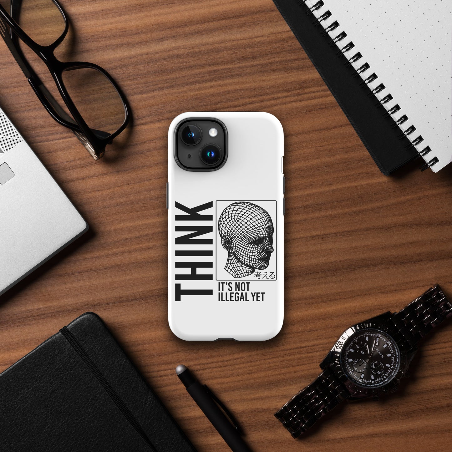 THINK It's Not Illegal Yet iPhone Tough Case | Vaporwave Cyberpunk Aesthetic | iPhone 15 Pro Max