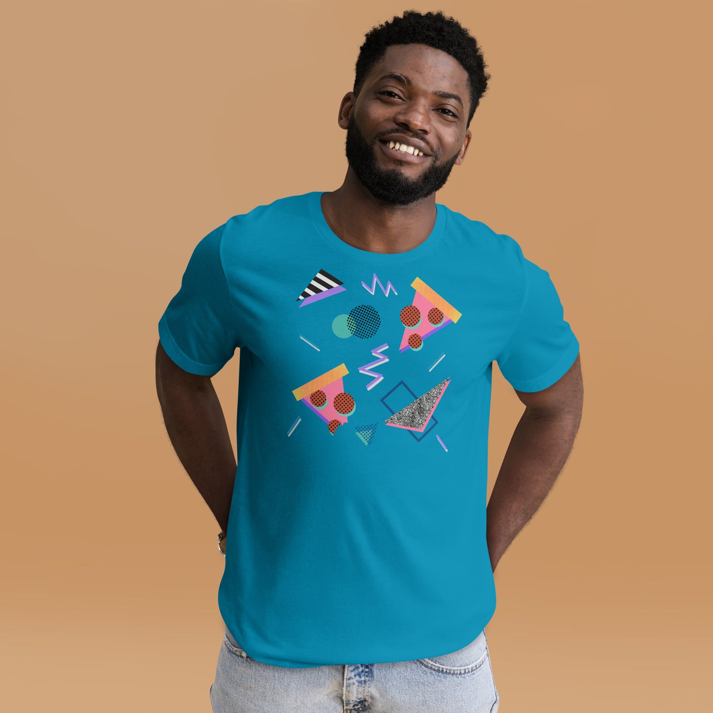 Pizza 80s Memphis Geometric Pop Art Unisex T-shirt