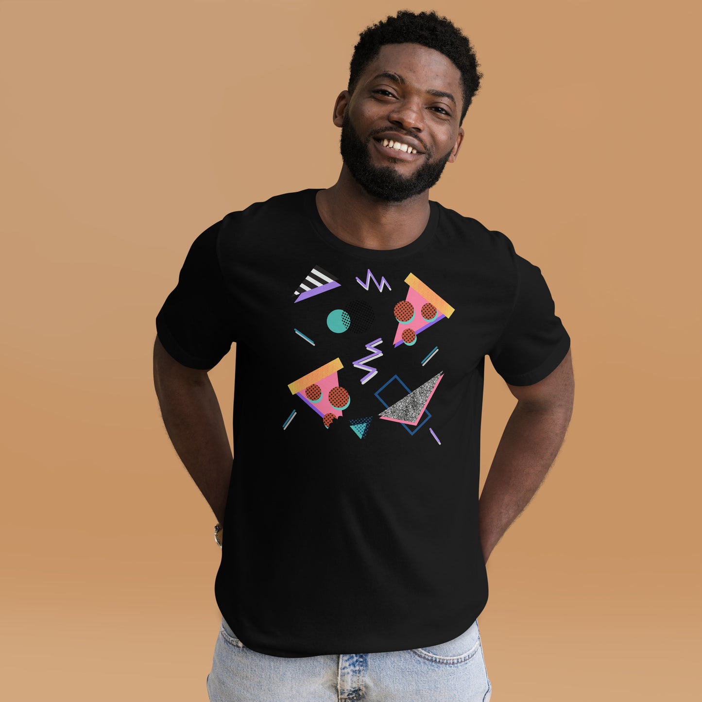 Pizza 80s Memphis Geometric Pop Art Unisex T-shirt