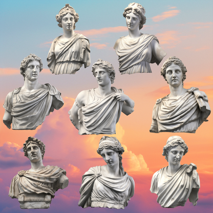 Aesthetic Statue Pack, Vaporwave Bust Aesthetic - Instant Download PNG Assets