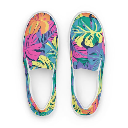 Colorful Monstera Women’s Shoes | Aesthetic Slip On Canvas Footwear