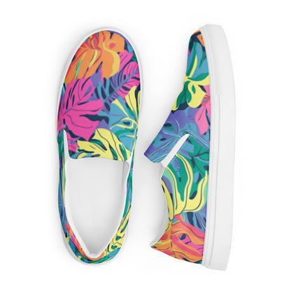 Colorful Monstera Women’s Shoes | Aesthetic Slip On Canvas Footwear