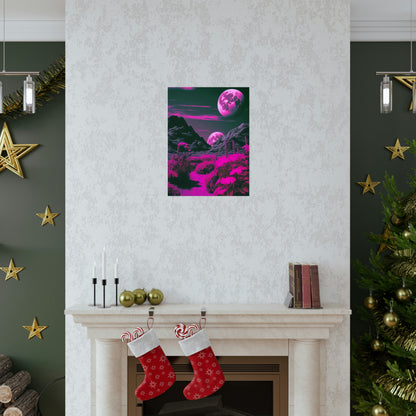 Fuchsia Alien Planet Matte Poster Art Print | Aesthetic Sci-fi Game Room & Kids Room Decor