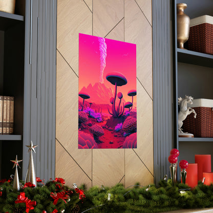 Sci-fi Alien Mushroom Planet Matte Poster Art Print | Aesthetic Game Room & Kids Room Decor