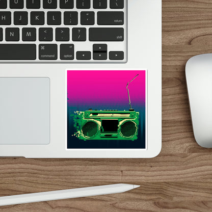 Retro Glitch Radio Sticker | Boombox Vaporwave Sunset Lofi Cyberpunk Aesthetic 2x2-6x6 inches