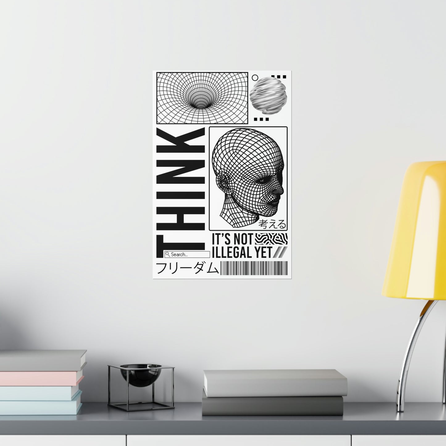 THINK Matte Poster Art Print | Cyberpunk Outrun Japanese Webcore Decor