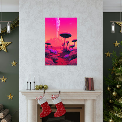 Sci-fi Alien Mushroom Planet Matte Poster Art Print | Aesthetic Game Room & Kids Room Decor