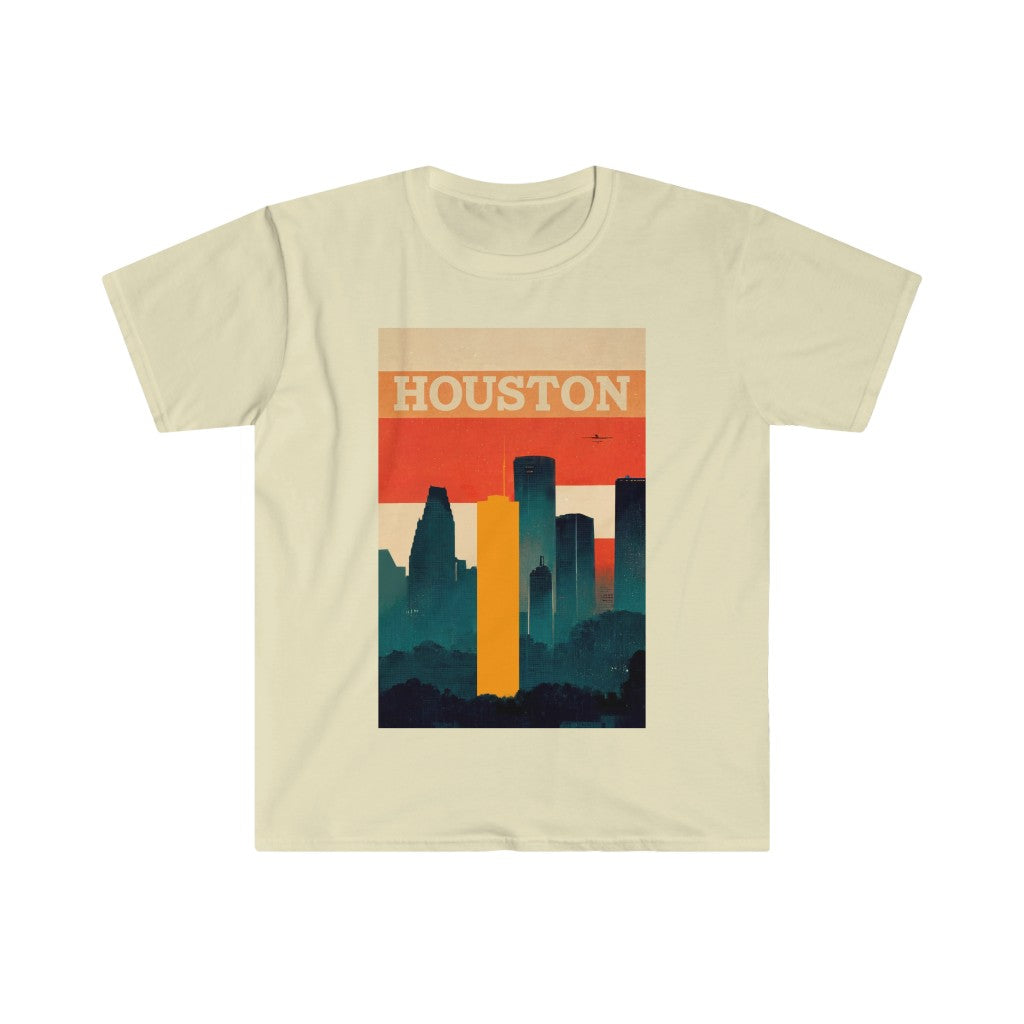 Houston Retro Skyline Unisex T-Shirt - Gildan