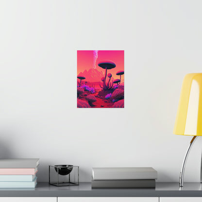 Sci-fi Alien Mushroom Planet Matte Poster Art Print | Aesthetic Game Room & Kids Room Decor