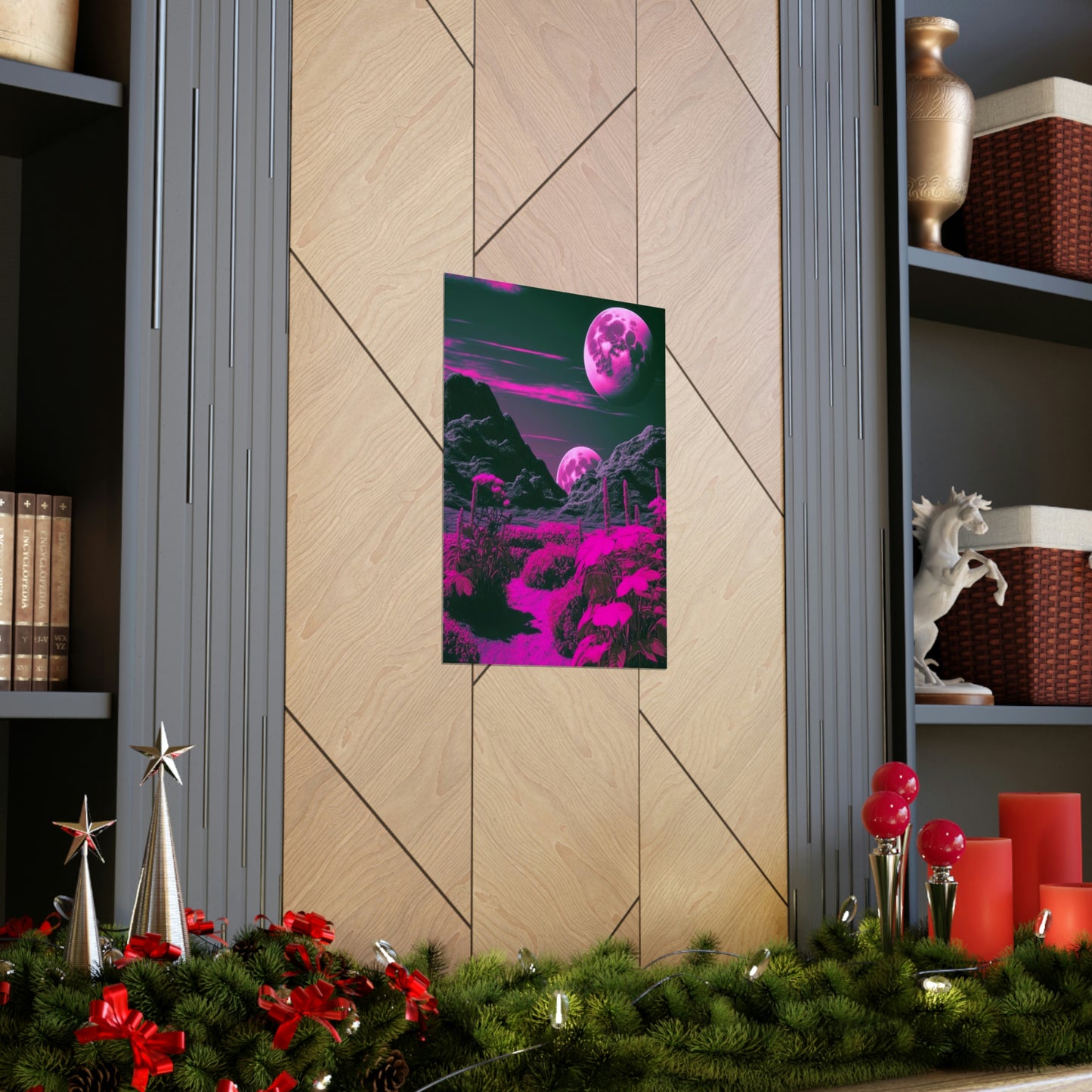 Fuchsia Alien Planet Matte Poster Art Print | Aesthetic Sci-fi Game Room & Kids Room Decor