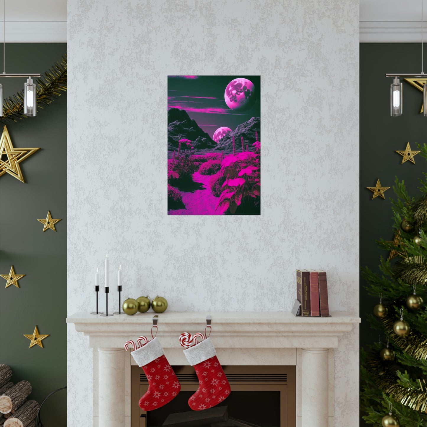 Fuchsia Alien Planet Matte Poster Art Print | Aesthetic Sci-fi Game Room & Kids Room Decor