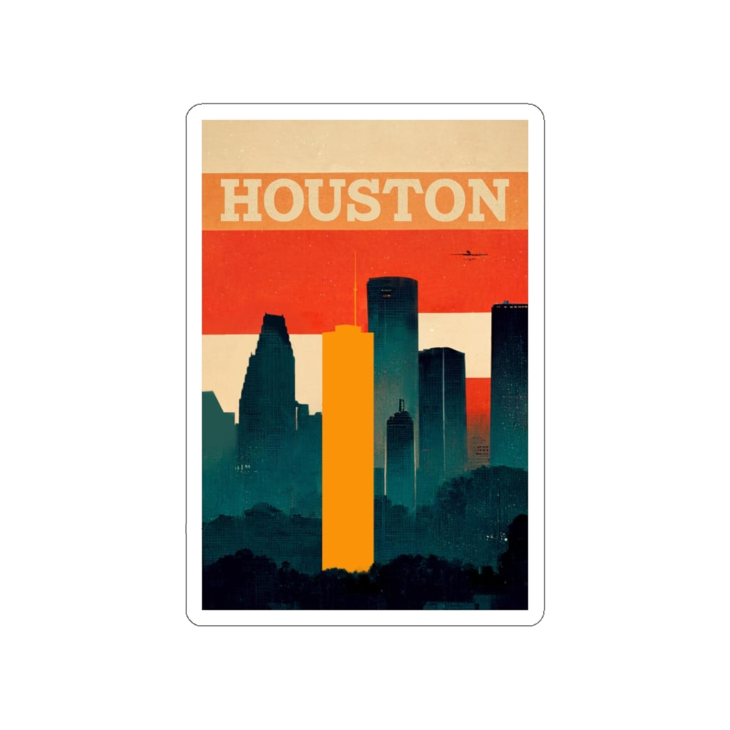 Retro Houston Skyline Sticker Vinyl | 2x2" - 6x6"