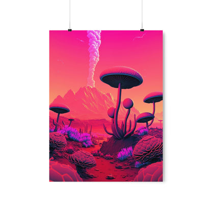 Sci-fi Alien Mushroom Planet Matte Poster Art Print | Aesthetic Game Room & Kids Room Decor