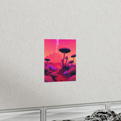 Sci-fi Alien Mushroom Planet Matte Poster Art Print | Aesthetic Game Room & Kids Room Decor