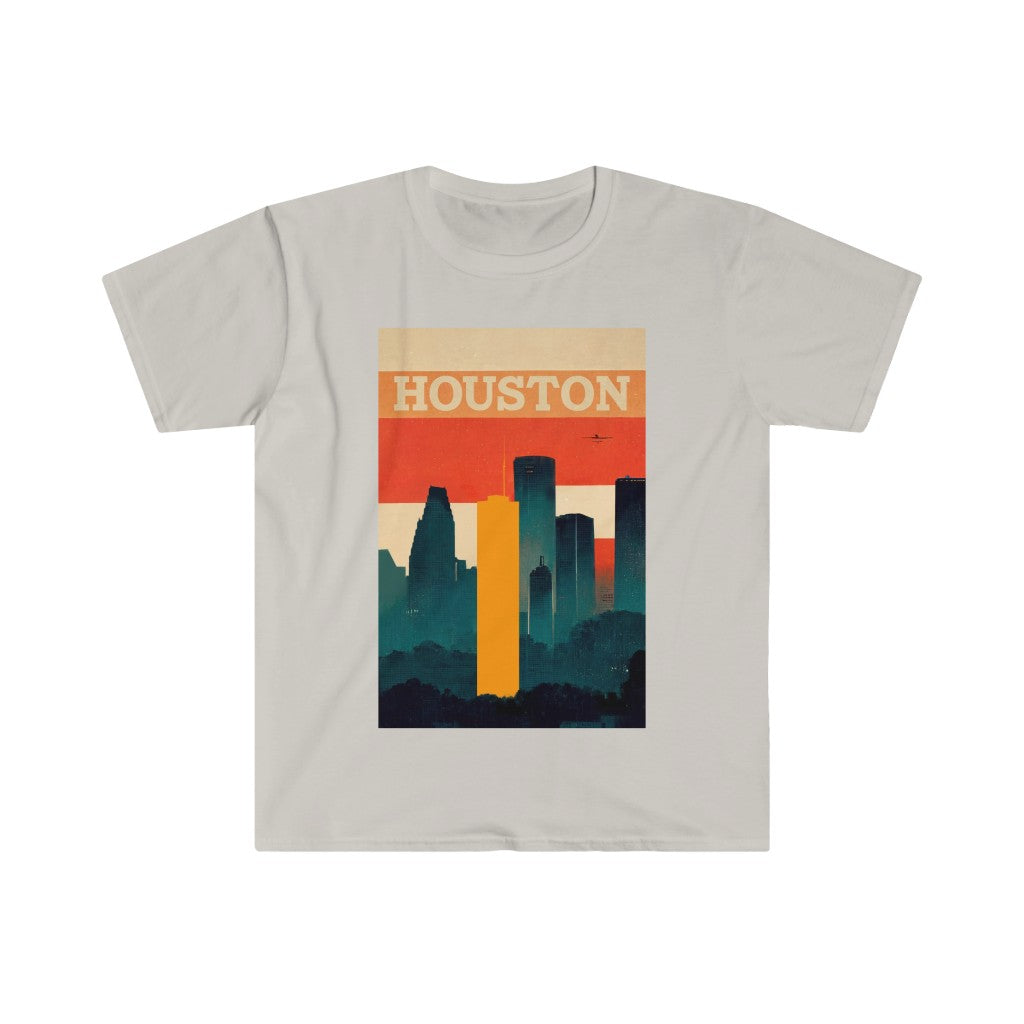 Houston Retro Skyline Unisex T-Shirt - Gildan