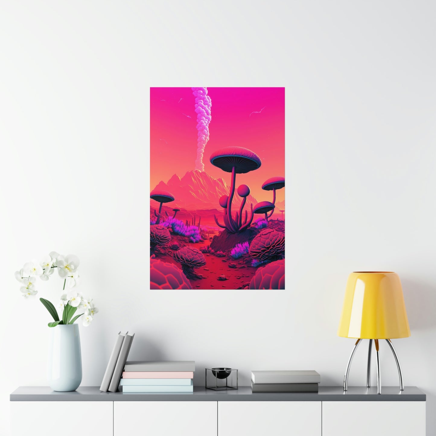 Sci-fi Alien Mushroom Planet Matte Poster Art Print | Aesthetic Game Room & Kids Room Decor