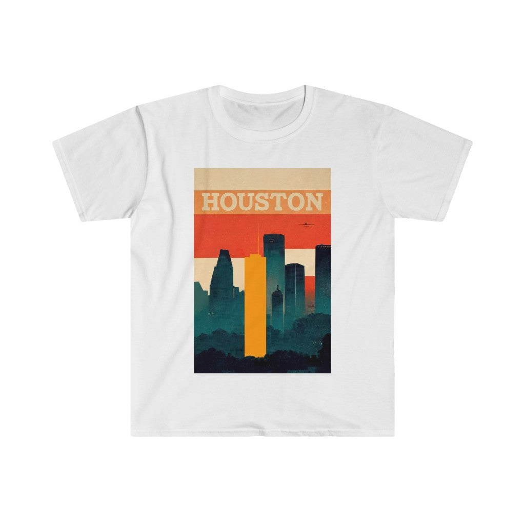 Houston Retro Skyline Unisex T-Shirt - Gildan