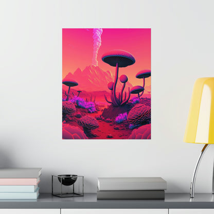 Sci-fi Alien Mushroom Planet Matte Poster Art Print | Aesthetic Game Room & Kids Room Decor