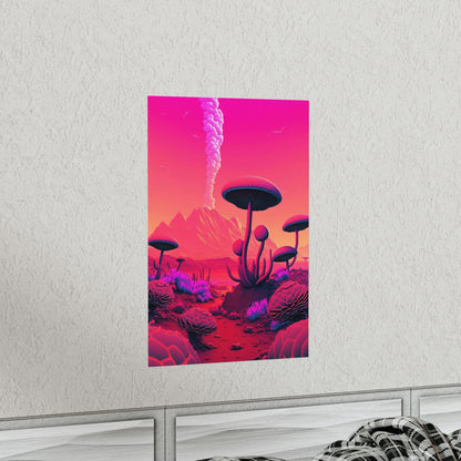 Sci-fi Alien Mushroom Planet Matte Poster Art Print | Aesthetic Game Room & Kids Room Decor